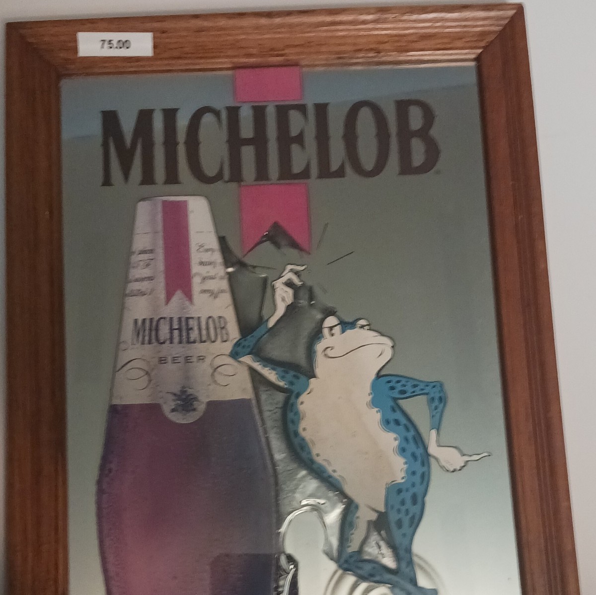 Michelob Beer Mirror Sign Frog Artwork Breweriana Wall Hanging