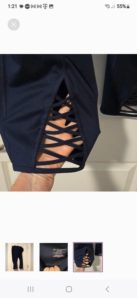 Leggings femininas Tek Gear 1X azul marinho 7/8 com tek seco  - Imagem 2 de 3