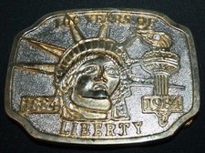 Vintage 1984 Gold Statue of Liberty NYC Metal Jeweled Belt Buckle Rare