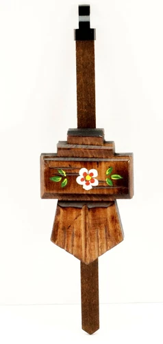 Cuckoo Clock Chalet Pendulum 2 1/4" Flowers Floral Brown Made in Germany