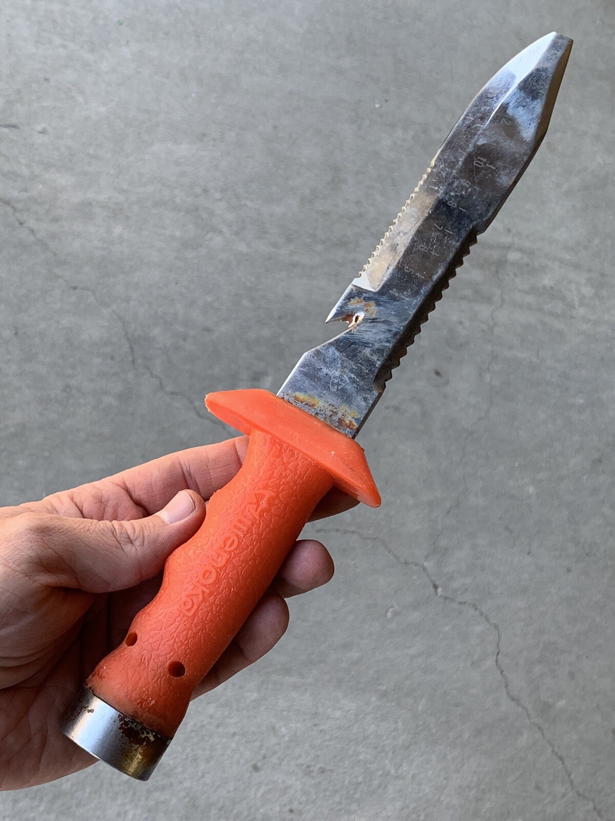 Wenoka 7799 King Dive Knife Abalone Made In Japan Orange NO SHEATH Rare