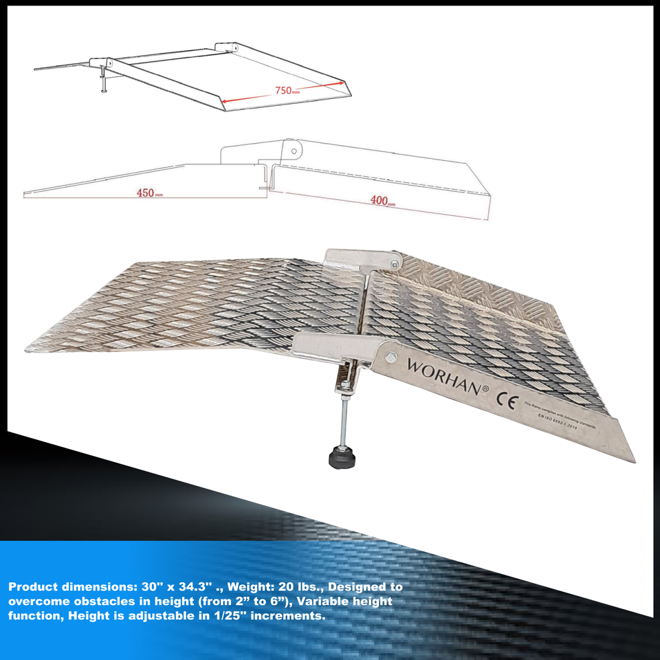 WORHAN® Rigid Threshold Ramp for Wheelchair Loading Platform Anodized ...