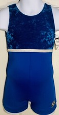 GK BIKETARD CHILD TODDLER BLUE CRUSHED VELVET N/S GYMNASTICS DANCE TANK TD NWT 