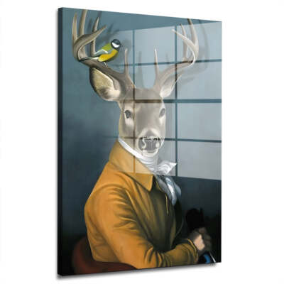Hirsch Portrait Style Acrylglas Wandbild Bild Wanddeko Wohnzimmer XL