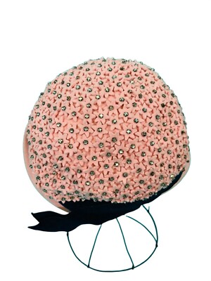 Vintage 1950s Pink Hat Floral Rhinestone Mohlfelder display picture 3