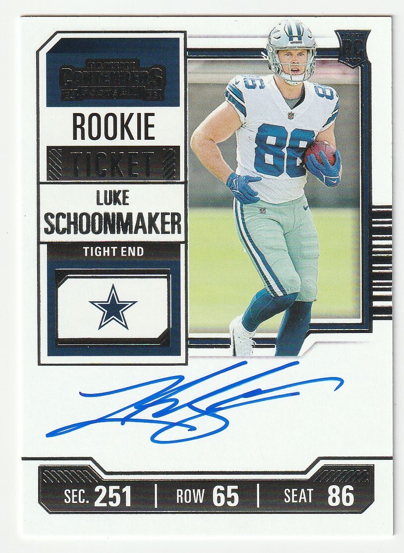 2023 Panini Contenders Auto Luke Schoonmaker Rookie Ticket #123 RC RPS Cowboys