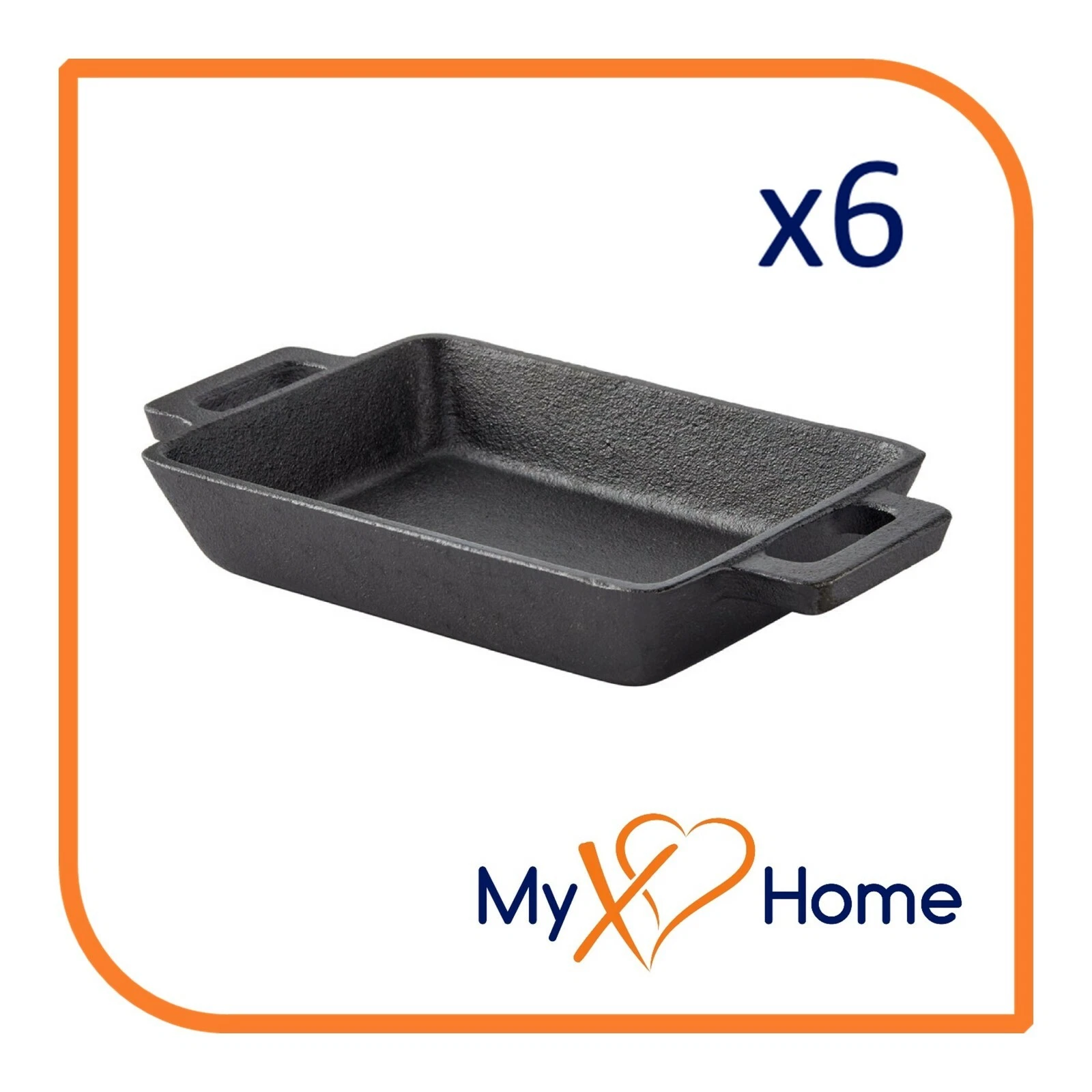 10 oz. Pre-Seasoned Mini Cast Iron Rectangular Casserole Dish (6 Casseroles)