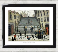 Art Print Poster The Steps of Wick by L.S. Lowry.  Towns Lancashire Stick Men 61