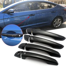 For Hyundai Elantra 2017-2020 Black Carbon Fiber Texture Door Handle Cover Trim