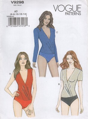 Vogue Schnittmuster 9298 EASY Body Suit, Strickstoff, eng anliegend, Gr. 6-14 NEU