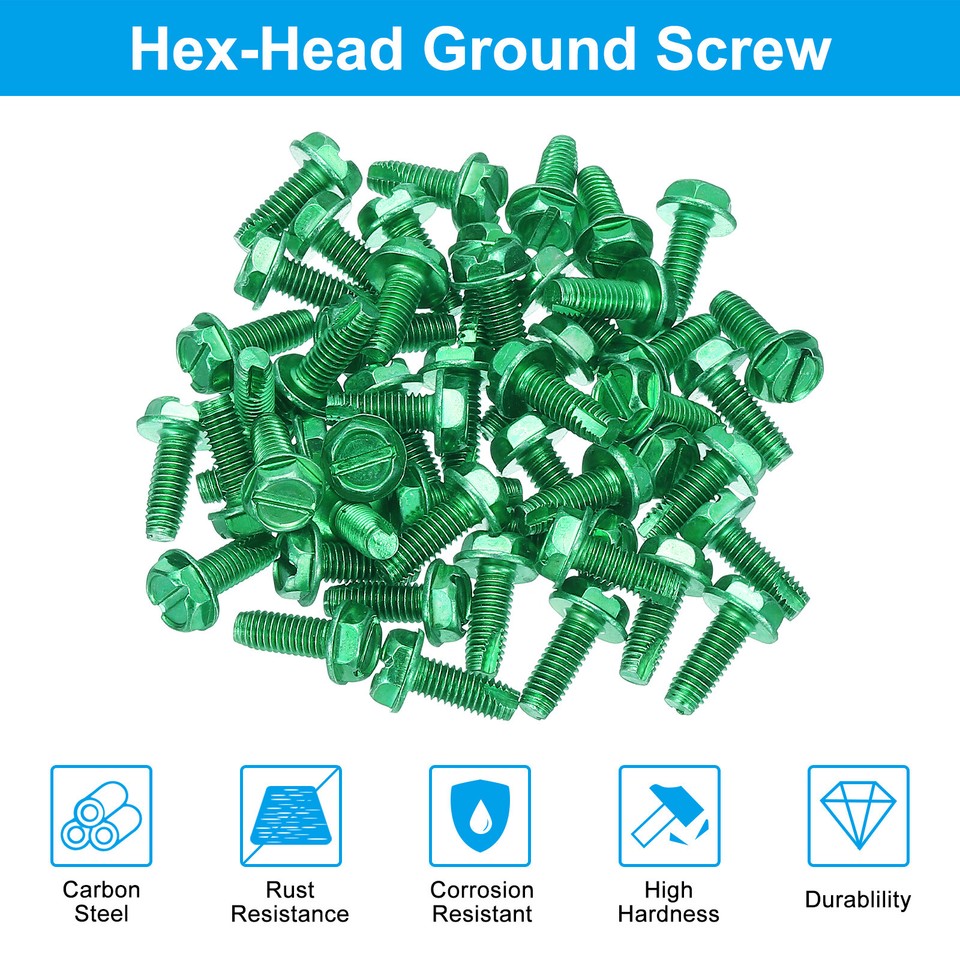 50Pcs 1032 x 1/2 Inch Self Tapping Ground Screw, Grounding Hex Flanged Head eBay