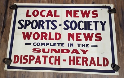 Vtg 1942 Dispatch Herald Newspaper Erie PA Society News Sports Poster 42'' x 28''