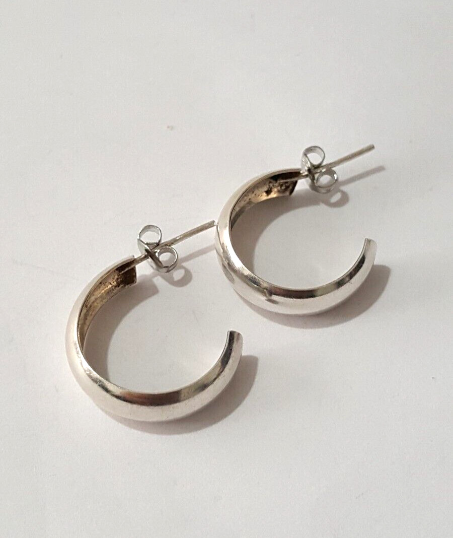 Gorgeous Solid Round/ Cuff Stud Earrings 925 Soli… - image 9