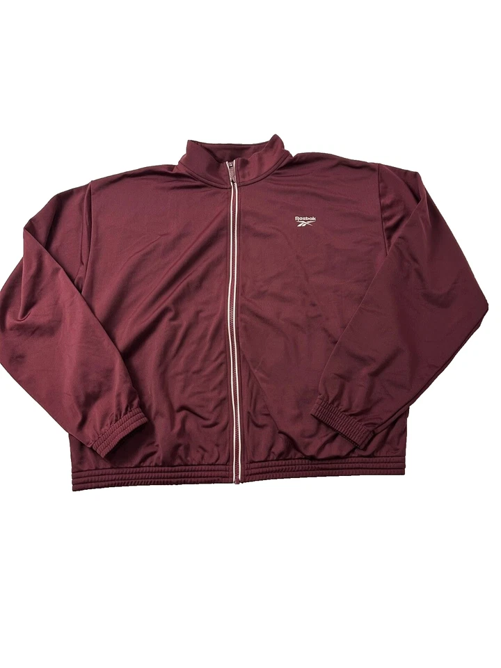 Chaqueta deportiva Reebok para mujer Borgoña Identidad espalda vector tricot talla grande 2X Foto 3 de 4