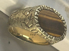 Strikingly Beautiful 14 Karat Gold Tiger Eye Ring-Unisex-8 Grams-Size 7.5