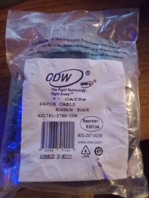 CDW 7-Foot Cat5e Network Patch Cable Black RJ45M/M 7' Ft UTP Cord