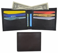 Men's Genuine Leather Slim Compact Credit Card Holder Bifold Wallet FREE Insert