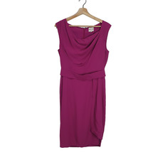 Reiss Size 12 Mulberry Pink Crepe Sleeveless Cowl Neck Evening Work Party Dress
