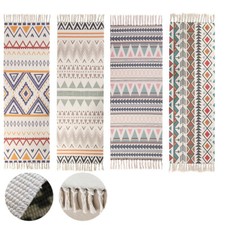 Bohemian Hand Woven Rug Runner Rugs Tassels Area Rug Bathroom Doormat Home Decor