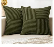 MIULEE Pack of 2 Pillow Covers 20 x 20 Inch Hunter Green Super Soft Corduroy