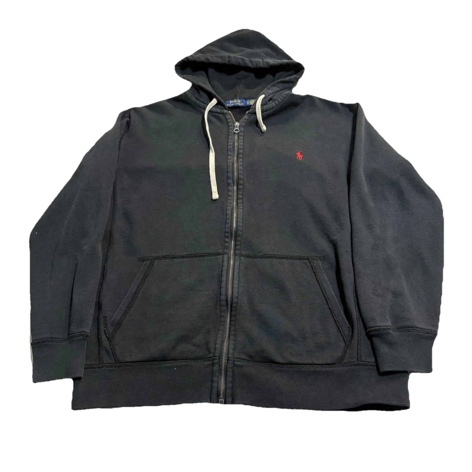 Polo Ralph Lauren Cotton Thermal Lined Full Zip Hoodie Black, Large Tall