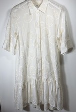 “0039 Italy White Embroidered Boho Festival Coachella Shirt Dress Medium”