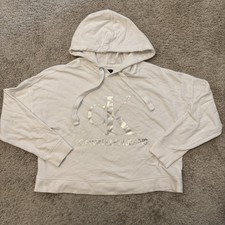 Calvin Klein Crop Hoodie Women s Medium Monogram Logo Tie Dye Block White Silver