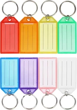 16 Pack Plastic Key Tags, Key Labels with Ring and Label Window, 8 Colors