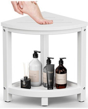 Corner Shower Stool Shower Bench Seat with Storage Shelf for Shaving Legs