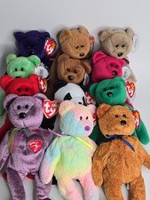 Ty Beanie Babies LOT OF 11 Bears Princess Fuzz Erin Valentina Kicks Groovy B36