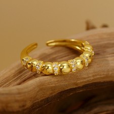 925 Sterling Silver Unique Bubble Design Zircon 18k Gold Plated Rings for Girls