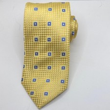 Donald J. Trump Men's Tie Yellow Blue Geometric Print Made in USA 60  X 3.7  