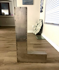 Large Metal Letter L Freestanding Decor Sign Industrial Silver Metallic Finish