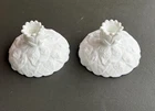 Pair Of Fenton Vintage White Satin Water Lilly Candle Holders