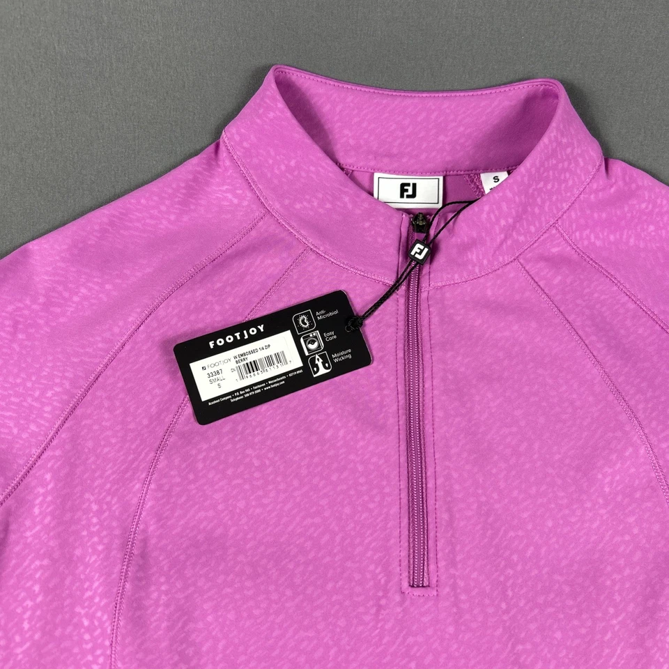 Pullover de golf FootJoy para mujer en relieve 1/4 cremallera pequeña baya poliéster precio de venta sugerido por el fabricante 115 USD Foto 2 de 4