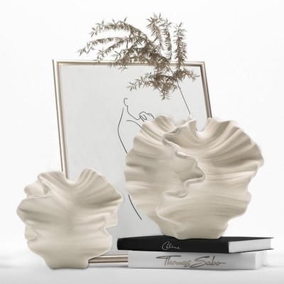 Ceramic Vase - Set of 2 for Home Decor,White Flower Shape Pampas Vases Minima...