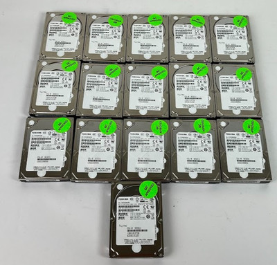 Lot of 16 Toshiba AL14SEB060N 600GB 10K 2.5'' SAS 12Gb/s HDD HDEBF03F5A51