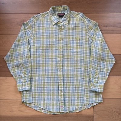 Vineyard Vines Murray Shirt 100% Linen Men s XL Plaid Button Down Preppy Spring