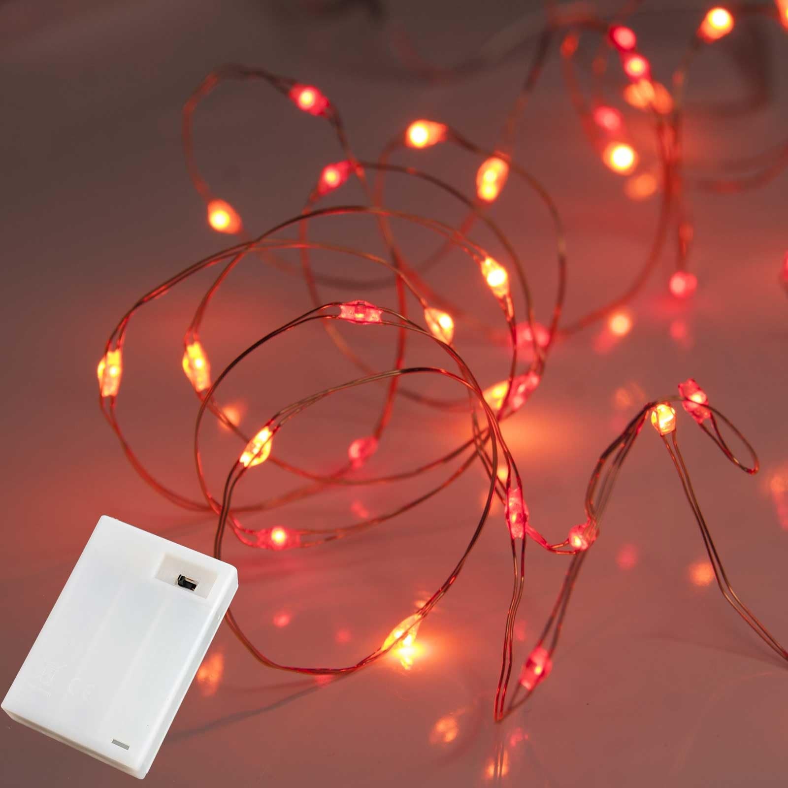 Battery Powered Fairy Lights - 40 LED, 6hr Timer, 40 Red,Orange, Red, Orange