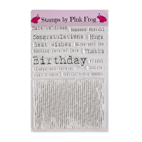 Pink Frog Crafts Typewriter Additions A5 Stamp Set Cardmaking Backgrounds