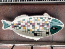 Vintage Danish Knabstrup mid-century fish-shaped dish