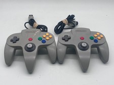 2 Nintendo 64 Solid Gray Controllers OEM N64 LOOSE JOYSTICKS