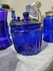 Vintage Anchor Hocking Cobalt Blue Biscuit Cracker Cookie Jar Cracker Cookie Jar