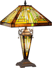 Amber Brown Tiffany 3-Light Stained Glass Table Lamp for Elegant Home Decor