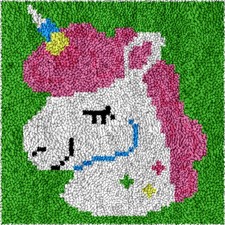 DL-YTG Latch Hook Kits Rug Unicorn Crochet Yarn Cushion Colour Pre-Printed Ca...