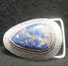 XC09117 NOS VINTAGE 1970s  BLUE STONE  FASHION ARTWORK UNISEX BELT BUCKLE