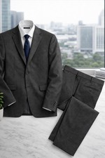 Black Perry Ellis Tuxedo 3 Button Single Breast 44R, Notch Lapels 36WxR30