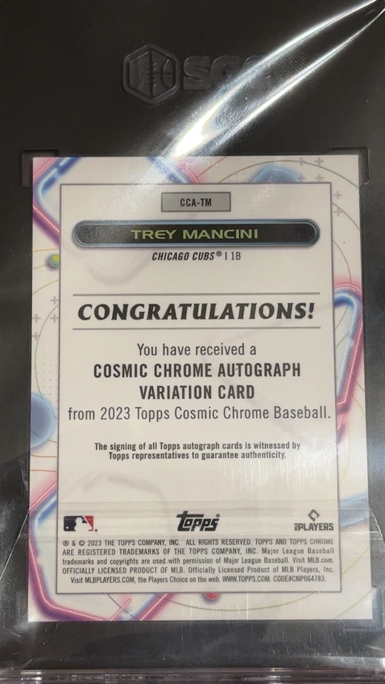 2023 Topps Cosmic Chrome Trey Mancini Autographed Gold Interstellar /50 - Image 4 of 4
