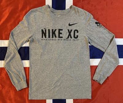 Nike XC Cross Regionals 2017 NXR Mens S Gray Long Sleeve Shirt Cross Country Tee