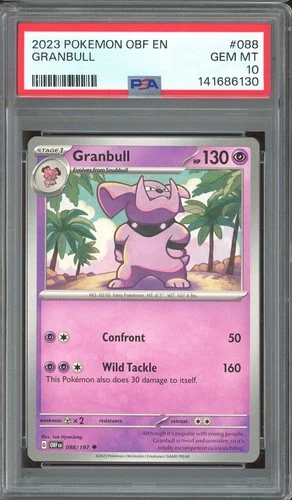 Pokemon TCG Scarlet & Violet Obsidian Flames #088 Granbull PSA 10